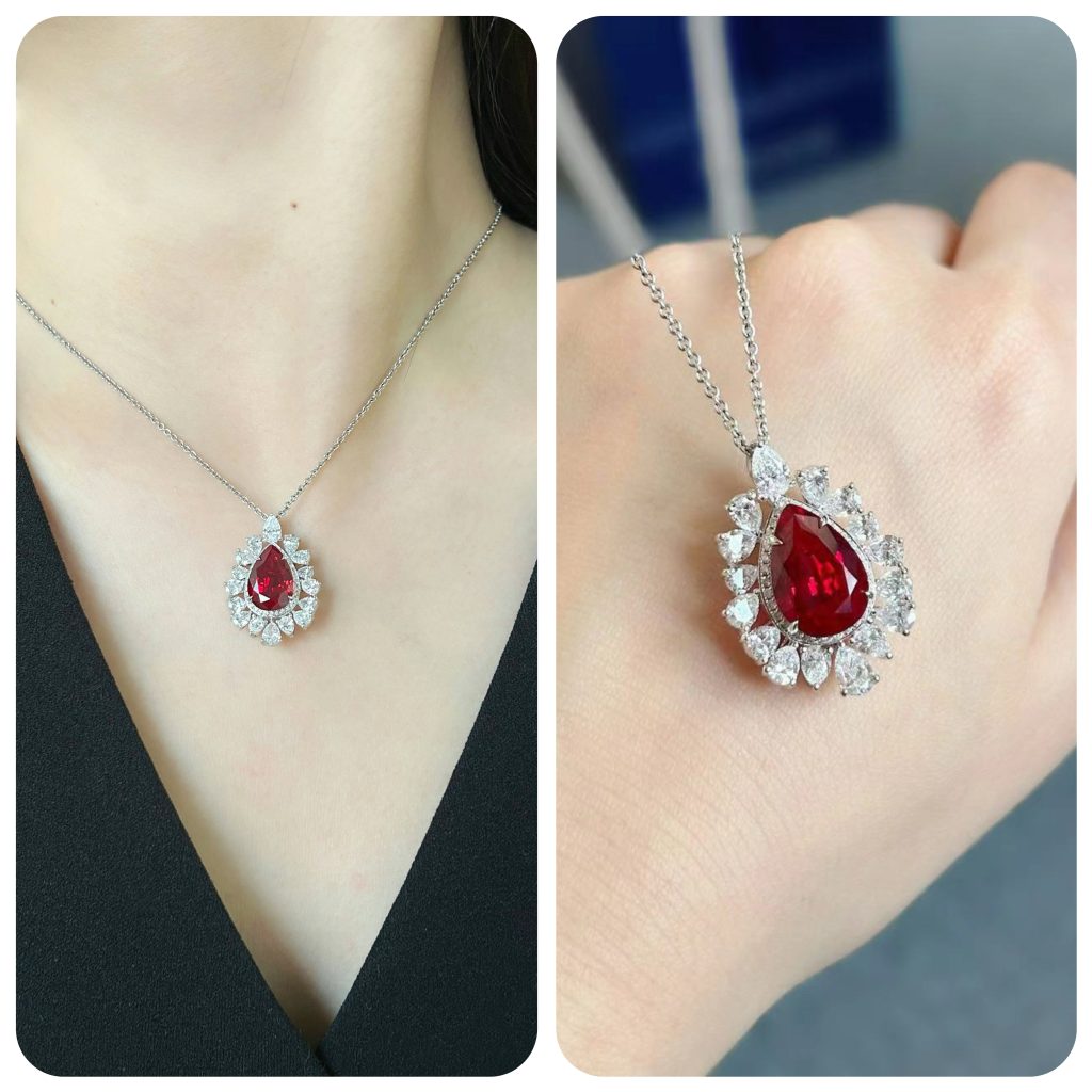 pear shaped Lab Ruby engagement ring 3 pear shaped Lab Ruby engagement ring