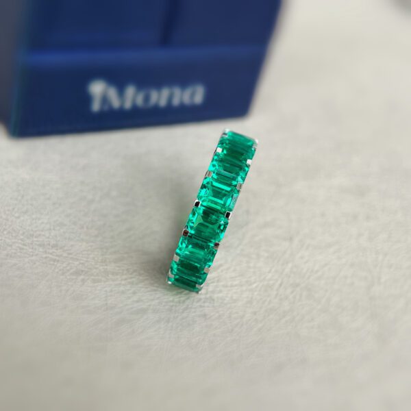 18K Gold Lab Grown  Emerald Row Ring - Image 3