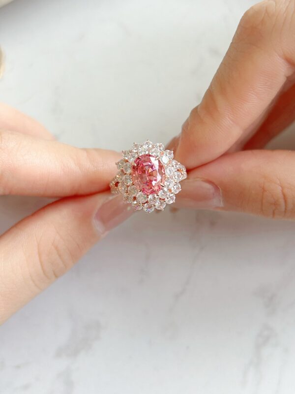 Super Dreamy 18K Lab Grown Padparadscha Lotus Ring - Image 3