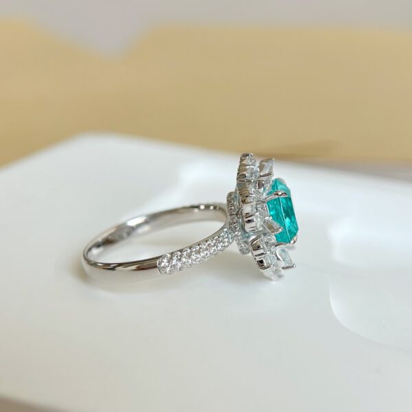 18K Artificial  Cushion-Cut Paraiba Ring - Image 7