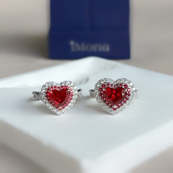 Lab Grown Ruby ​​Heart-Shaped Ring