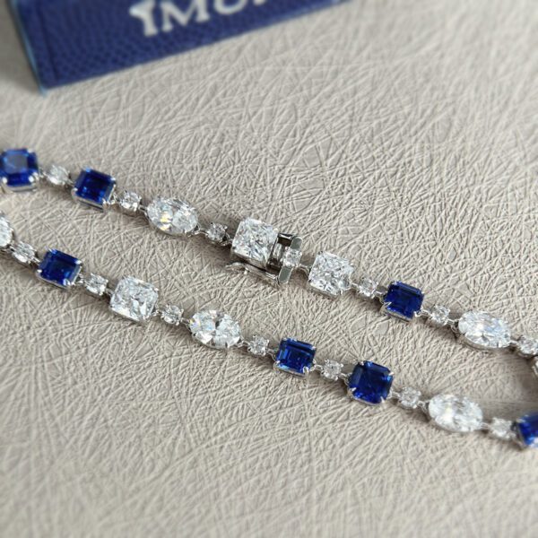 18K Gold White Gold And Sapphire Bracelet - Image 5