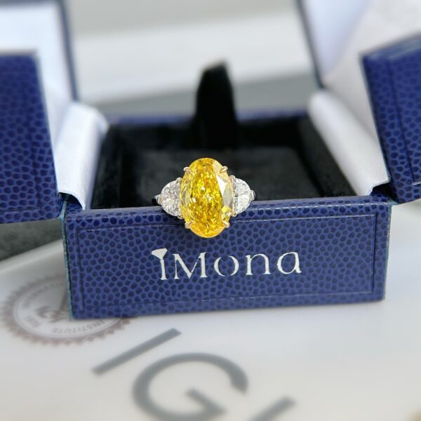18K Gold Oval Lab Grown Yellow Diamond Ring