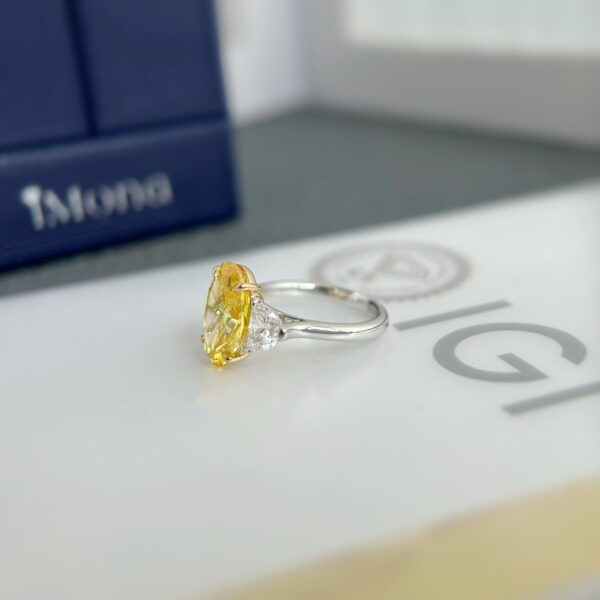 18K Gold Oval Lab Grown Yellow Diamond Ring - Image 7