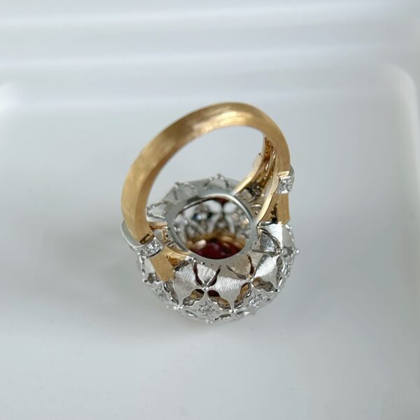 18K Gold Lab Grown Ruby ​​Flower Ring - Image 10