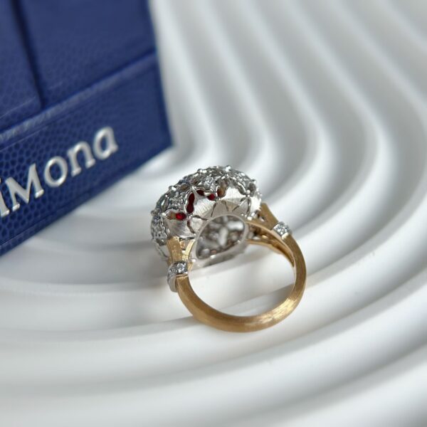18K Gold Lab Grown Ruby ​​Flower Ring - Image 9