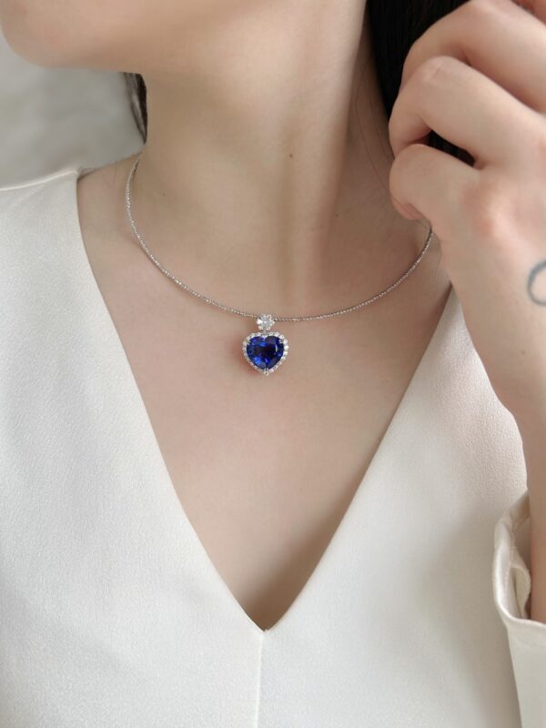 Heart of the Ocean Lab Grown Sapphire Pendant - Image 6
