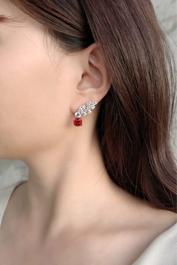 Blooming Wings,18K Gold Lab Grown Ruby and Lab Grown Diamond Earrings - Image 10