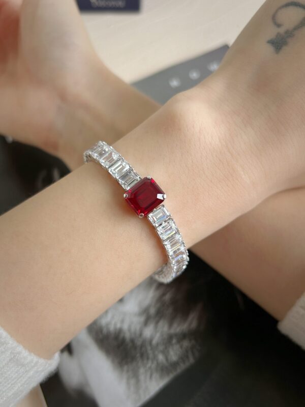 18K Gold Lab Grown Ruby and Lab Grown Diamond Bracelet