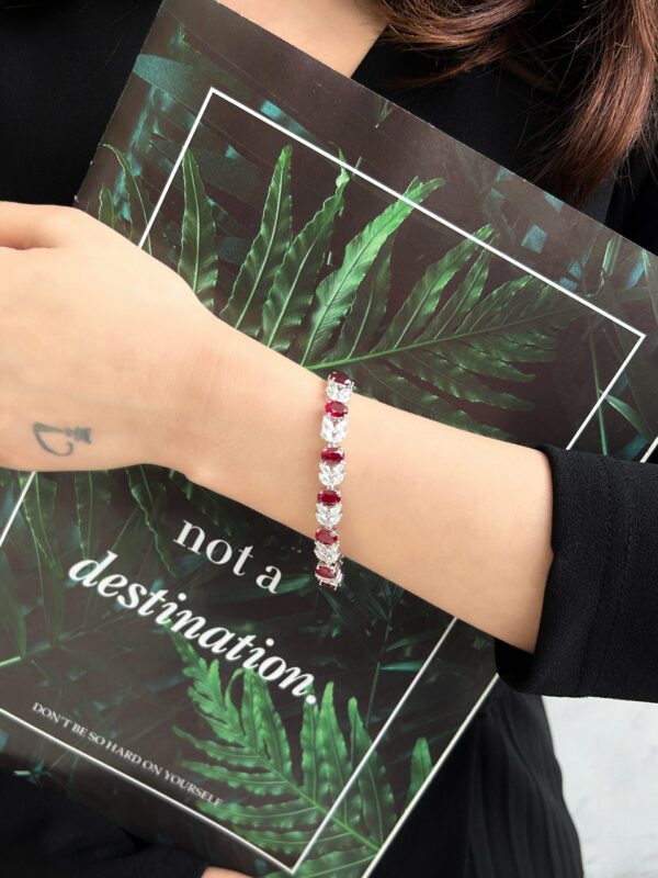 Strewn at Random Feeling 18K Lab Grown Ruby and Lab Grown Diamond Bracelet