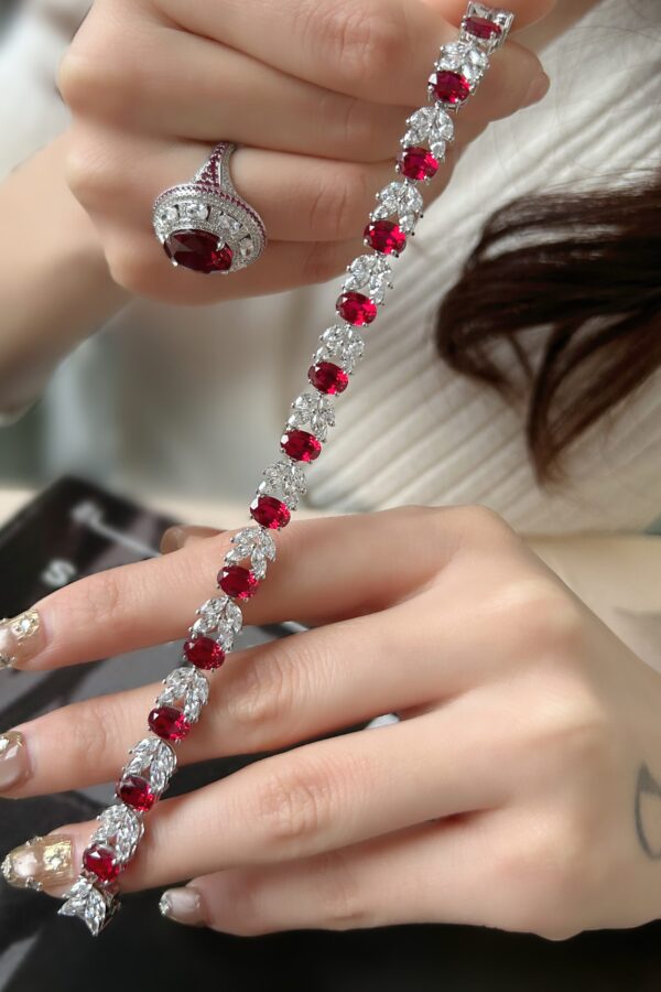 Strewn at Random Feeling 18K Lab Grown Ruby and Lab Grown Diamond Bracelet - Image 2