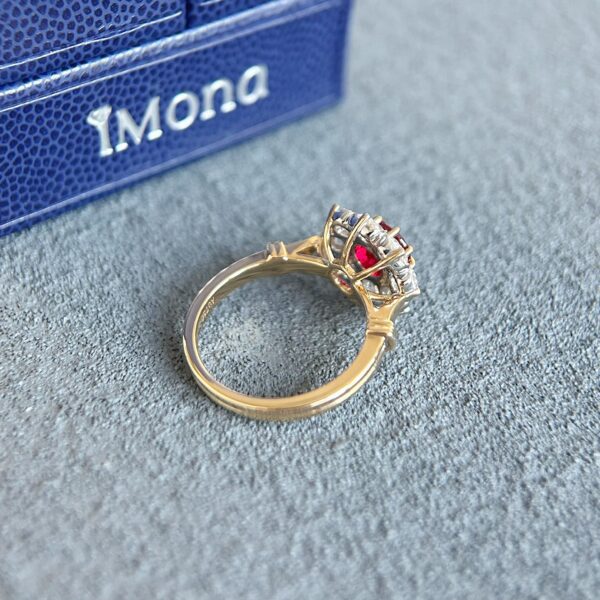 Blooming Brilliance, 18K Lab-grown Ruby Sunflower Ring - Image 8