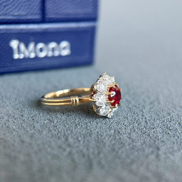 Blooming Brilliance, 18K Lab-grown Ruby Sunflower Ring - Image 7