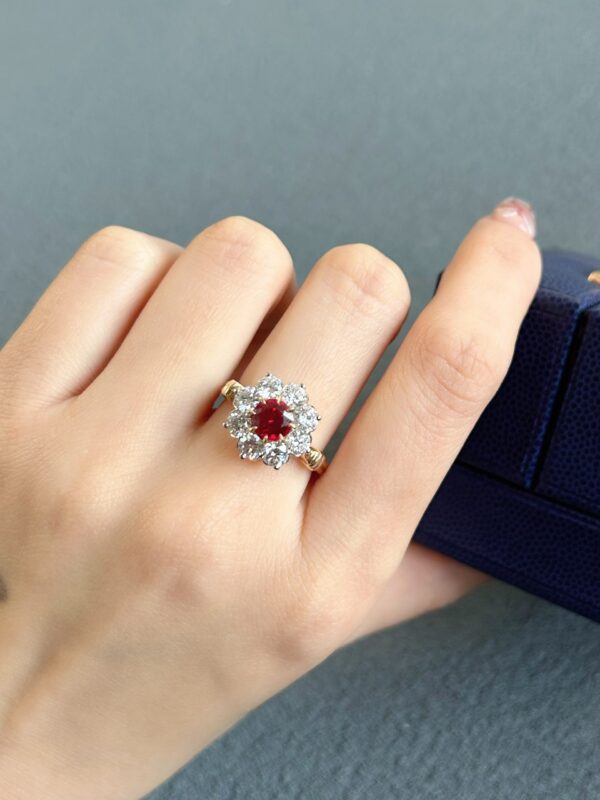 Blooming Brilliance, 18K Lab-grown Ruby Sunflower Ring - Image 5