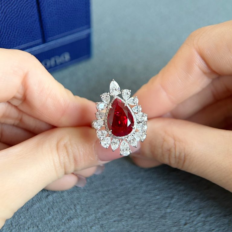 pear shaped Lab Ruby engagement ring 4 pear shaped Lab Ruby engagement ring